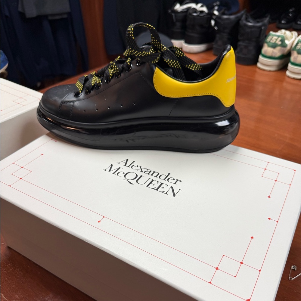 Alexander McQueen Black and Yellow Leather Sneakers